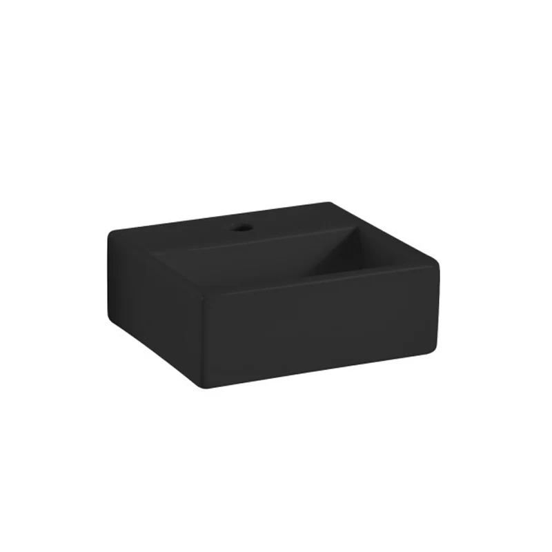 Lavabo à poser ou mural en céramique mate avec trou pour robinet sans bonde Lineabeta Quarelo couleur anthracite cm 32x29