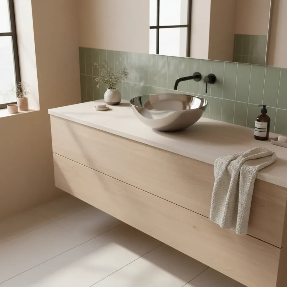 Lavabo vasque ronde à poser de Lineabeta en acier inoxydable brillant sans bonde diam. cm 24,5x12h