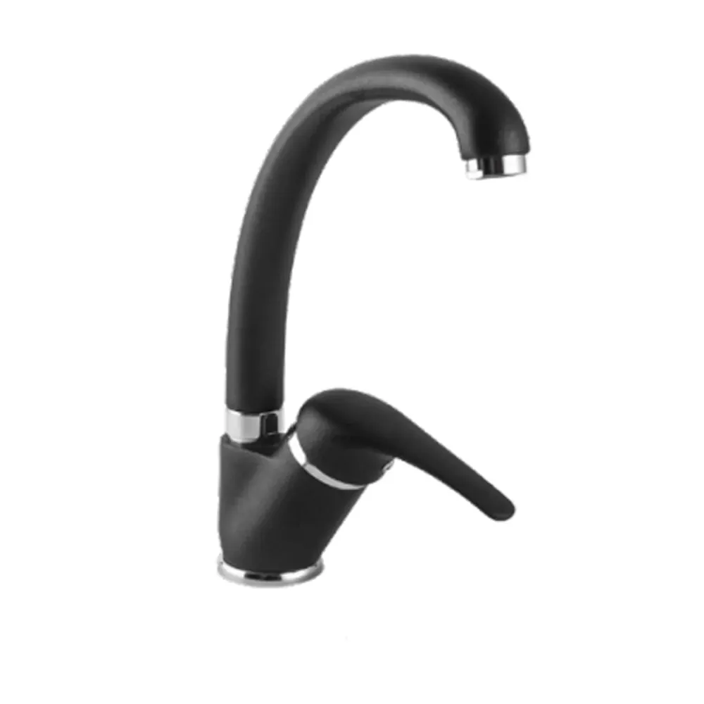 Mitigeur monocommande lavabo cuisine avec bec pivotant noir mat