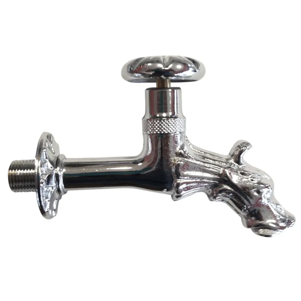 Robinet extérieur en laiton chromé avec raccord 1/2" en forme d'animal