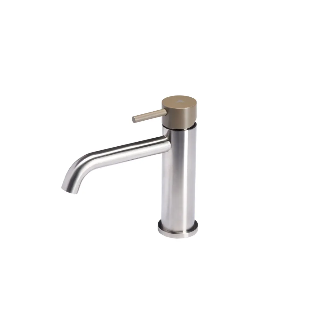 Robinet mitigeur lavabo sans vidage en acier inox finition brossée avec poignée couleur désert Tubico Colorado