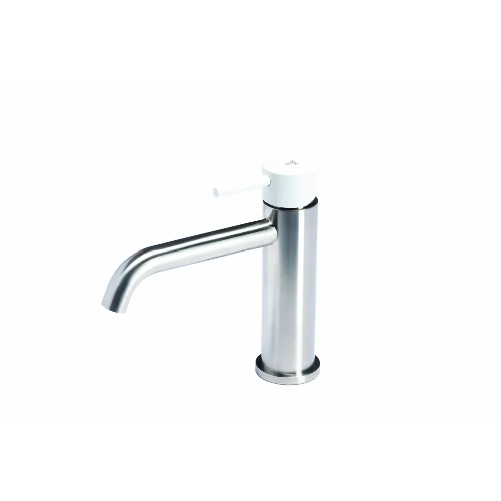Robinet mitigeur lavabo sans vidage en acier inox finition brossée avec poignée couleur perle Tubico Colorado