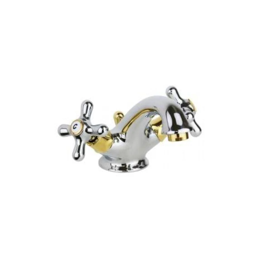 Robinet monobroche lavabo d'époque série Iris modèle IRV065CO chromé or Paffoni