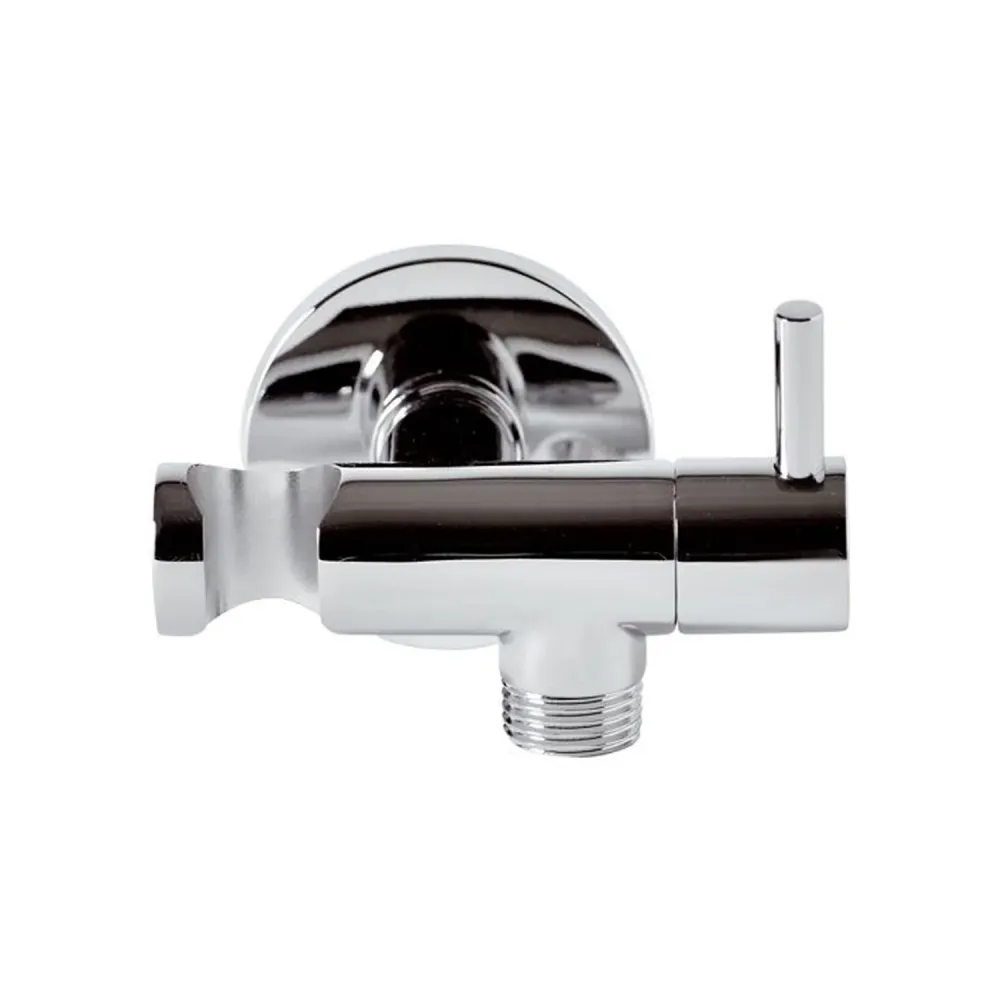 Support de douche design rond avec robinet d'arrêt en laiton chromé