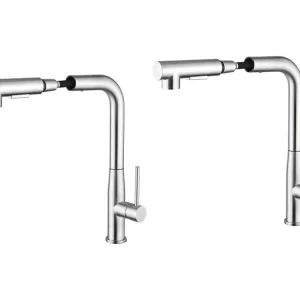 2PCS AURALUM MAX Mitigeur Cuisine,Robinet d'Évier Inox avec Douchette Extractible,2 Modes Jets Eau Froide/Chaude Rota...