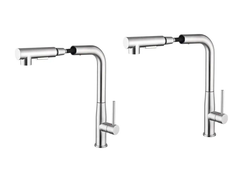 2PCS AURALUM MAX Mitigeur Cuisine,Robinet d'Évier Inox avec Douchette Extractible,2 Modes Jets Eau Froide/Chaude Rota...