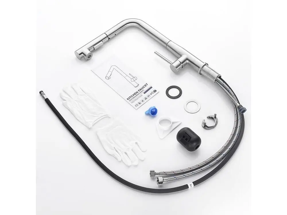 2PCS AURALUM MAX Mitigeur Cuisine,Robinet d'Évier Inox avec Douchette Extractible,2 Modes Jets Eau Froide/Chaude Rota...