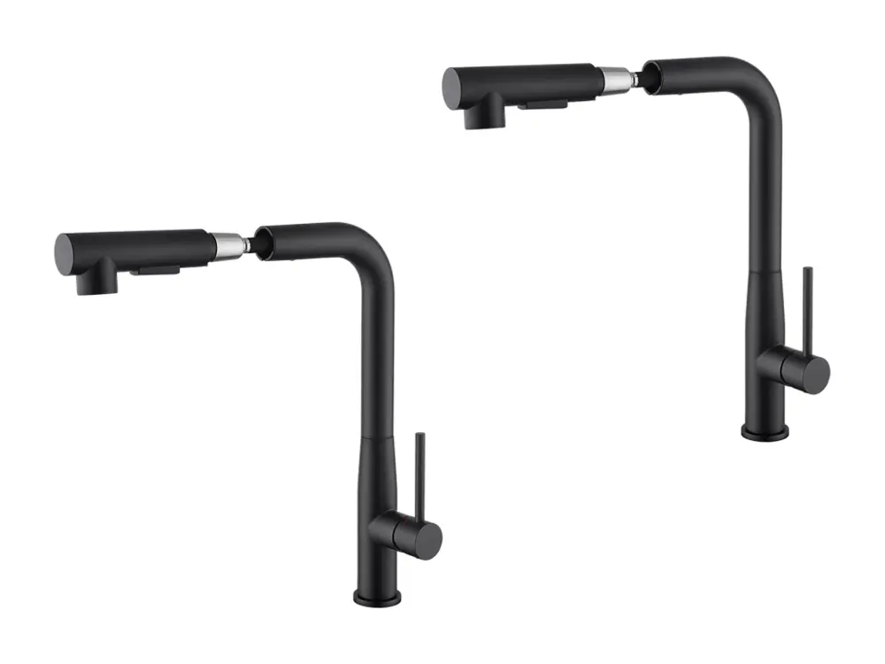 2PCS AURALUM MAX Robinet Cuisine, Mitigeur d'Évier Inox avec Douchette Extractible,2 Modes Jets Eau Froide/Chaude Rot...
