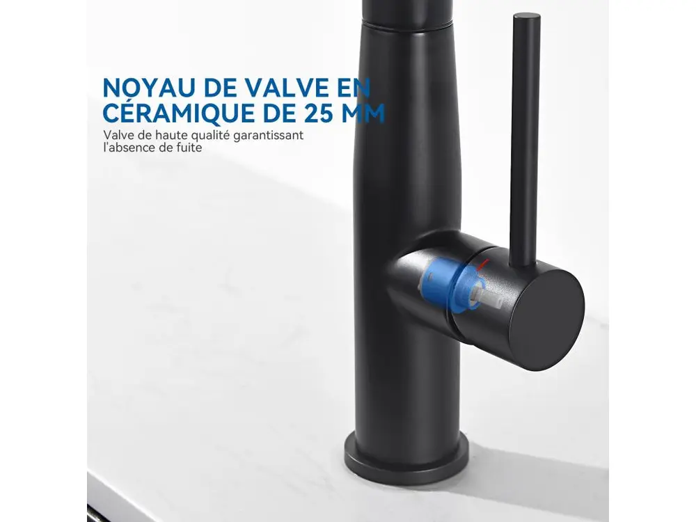 2PCS AURALUM MAX Robinet Cuisine, Mitigeur d'Évier Inox avec Douchette Extractible,2 Modes Jets Eau Froide/Chaude Rot...
