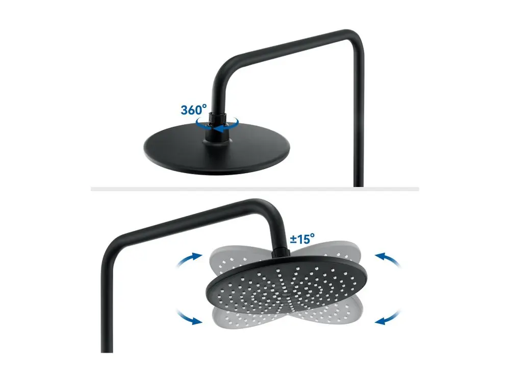 Colonne de Douche Noir avec Mitigeur Thermostatique, Mitigeur Douche avec Tête de Douche,Pommeau à Main 3 Jets,Hauteur Rég...