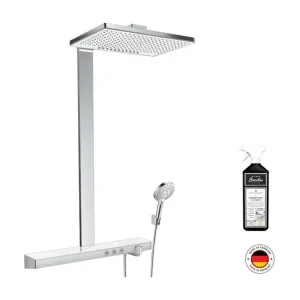 Colonne de douche thermostatique HANSGROHE Rainmaker Select 460 3 jets blanc et chromée + nettoyant Briochin
