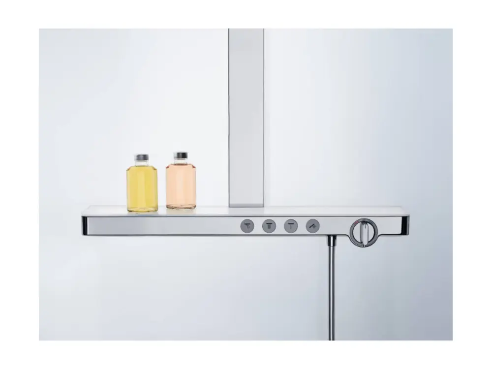Colonne de douche thermostatique HANSGROHE Rainmaker Select 460 3 jets blanc et chromée + nettoyant Briochin