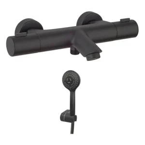 Mitigeur bain douche thermostatique PAINI Ruby + Minikit douchette 3 jets rond Ruby Noir mat