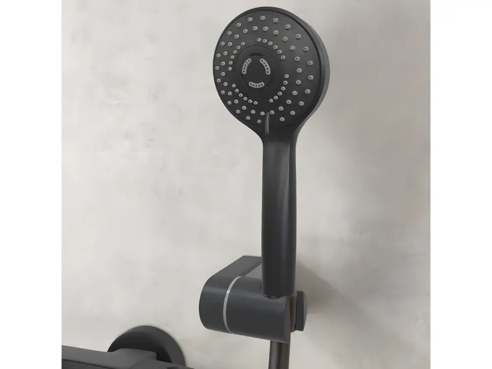 Mitigeur bain douche thermostatique PAINI Ruby + Minikit douchette 3 jets rond Ruby Noir mat