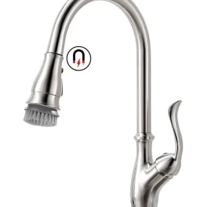 Mitigeur Cuisine APPASO avec Douchette Extractible Robinet de Cuisine 360° Rotatif 3 Jets Brossé Argent