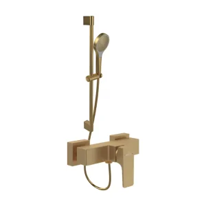 Mitigeur mécanique douche VILLEROY ET BOCH Architectura Square Brushed Gold + Ensemble de douche VILLEROY ET BOCH Verve Sh...
