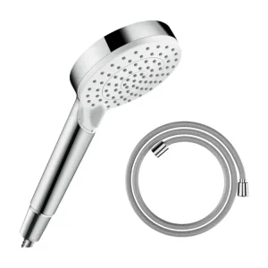 Pommeau de douche HANSGROHE Crometta EcoSmart 2 jets blanc/chromé + polyvalent de douche HANSGROHE Designflex 125 cm chromé