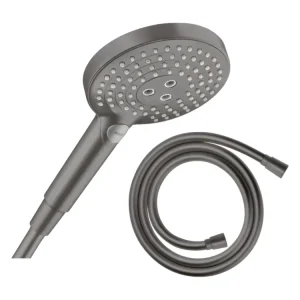 Pommeau de douche HANSGROHE Raindance Select S EcoSmart 120 3 jets noir chromé brossé + polyvalent de douche 1,25 m HANSGR...