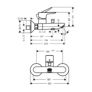 Flexible de Raccordement Mitigeur bain douche mécanique HANSGROHE Talis E blanc mat