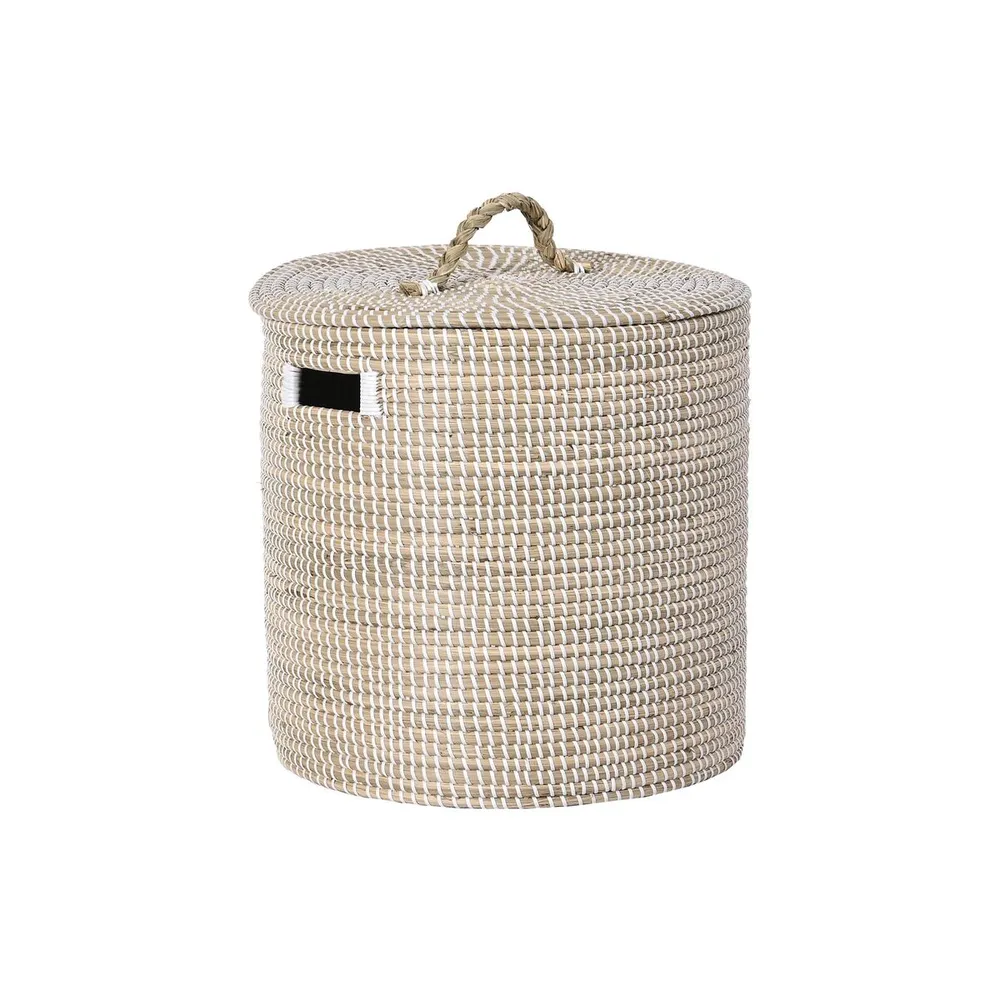 Panier en Herbier Marin Blanc et Chamois (42 x 42 x 48 cm) pour Cuisine Professionnelle