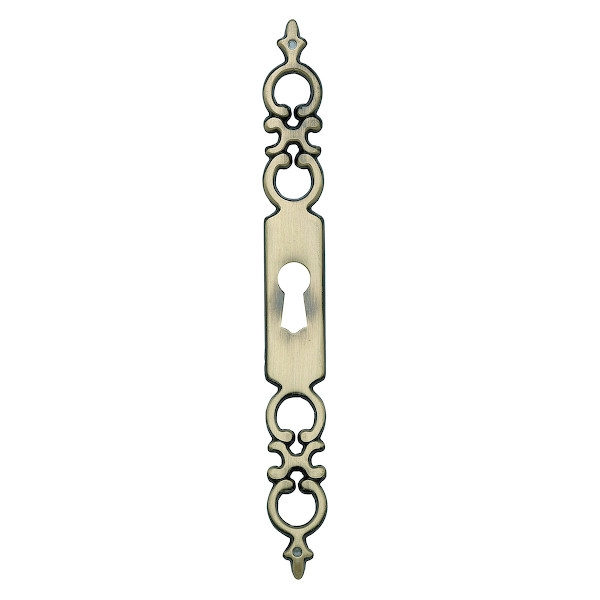 Entrée et rosace de meuble rustique 343 zamak -Longueur : 140 mm - vieux cuivré foncé - BROS