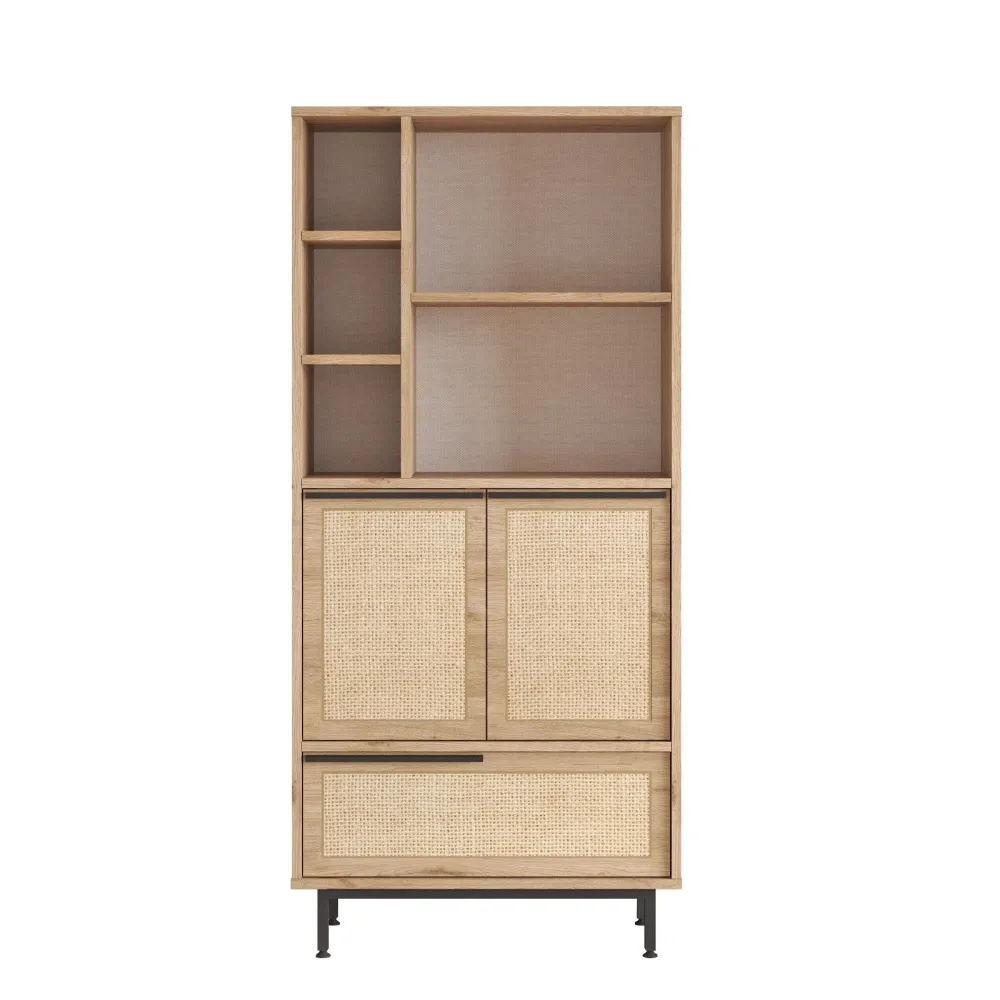 Meuble de salle de bain Evelis L75cm Bois et Rotin évident | réglable | invisible