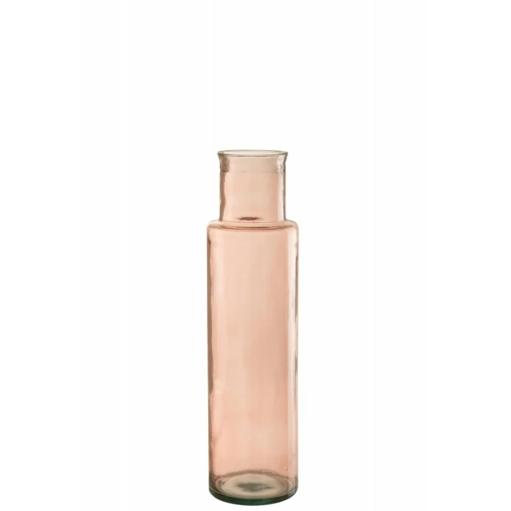 Vase cylindrique en verre rose 15x15x55 cm en laiton brossé