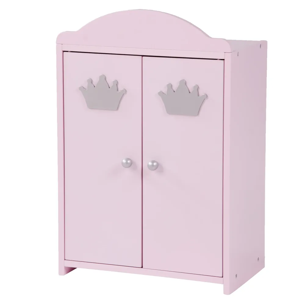Puppenkleiderschrank 'Prinzessin Sophie', 2-türig, rosa lackiert, inkl. Kleiderstange & Boden
