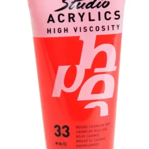 PEINTURE ACRYLIQUE ROUGE CADMIUM 100ML avec poils en mousse haute densité