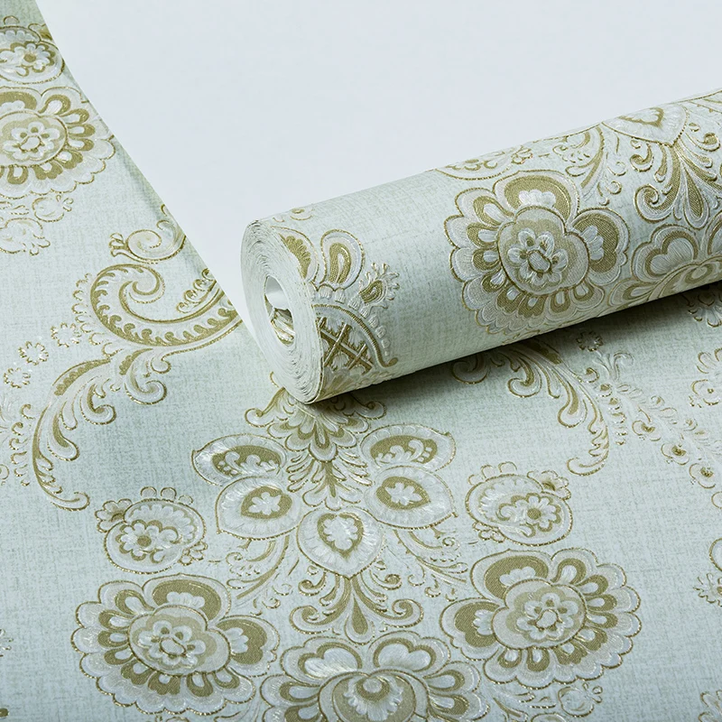 Rouleau de papier peint damassé, décoration murale de couleur claire pour salon, résistant à l'humidité pour peinture à l'...
