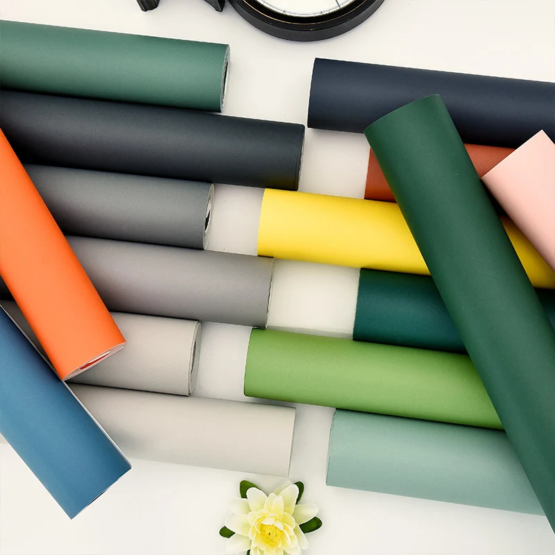 Rouleau de papier peint uni multicolore, résistant aux taches, Style aisé, Art mural pour chambre à coucher