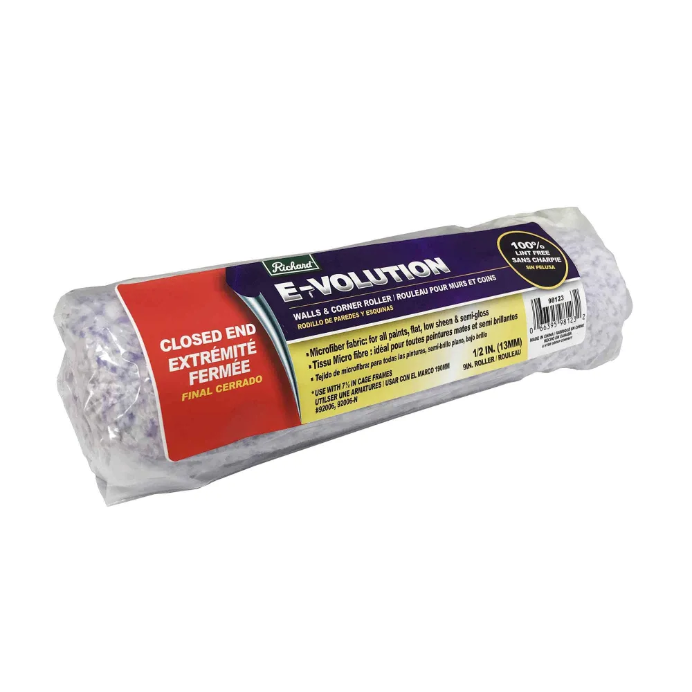 Rouleaux E-Volution pour murs et coin avec extrémité fermée, 1/2" x 9'' - pour Peinture Murale et Plafond