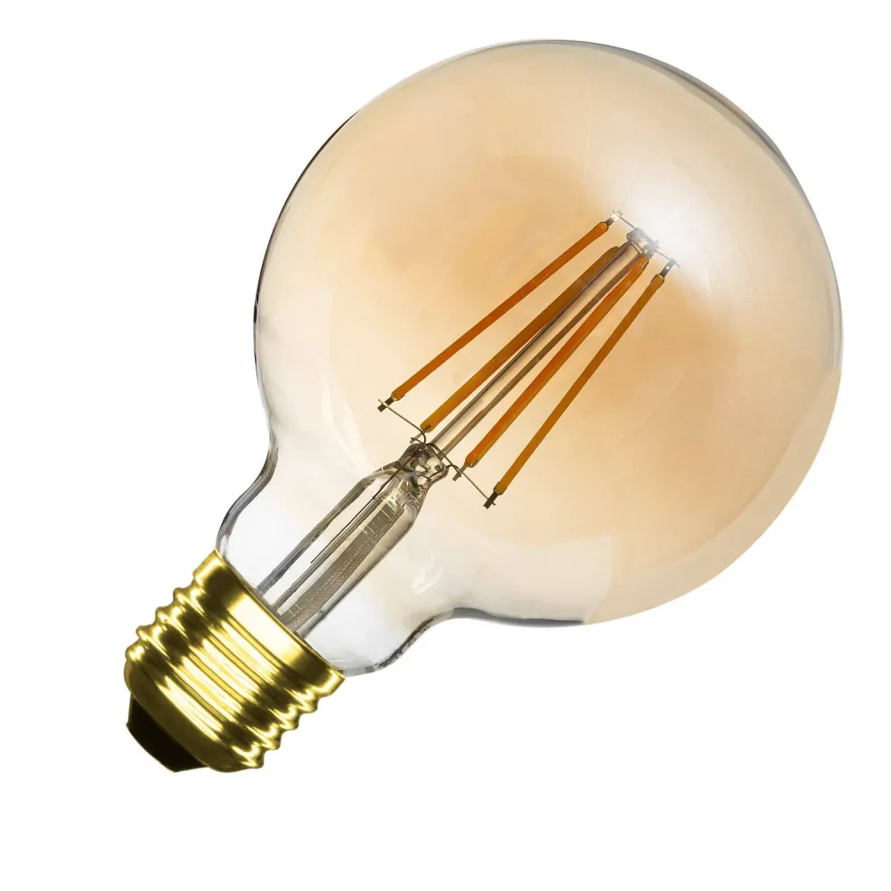 Ampoule à filament LED E27 8W 750 lumens dimmable, finition dorée avec effet scintillant