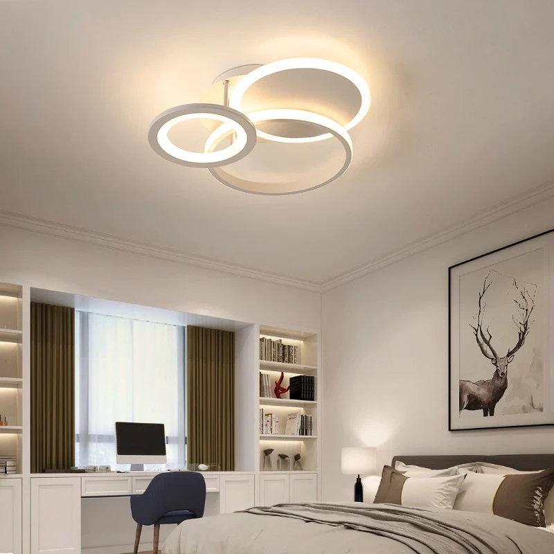 Applique design Plafonnier LED en acrylique minimaliste en forme d'anneau en forme d'anneau blanc, pour chambre à coucher