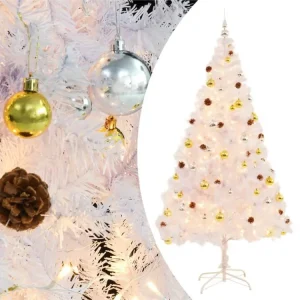 Arbre de Noël artificiel avec boules et LED blanc 210 cm Matériau : Verre soufflé