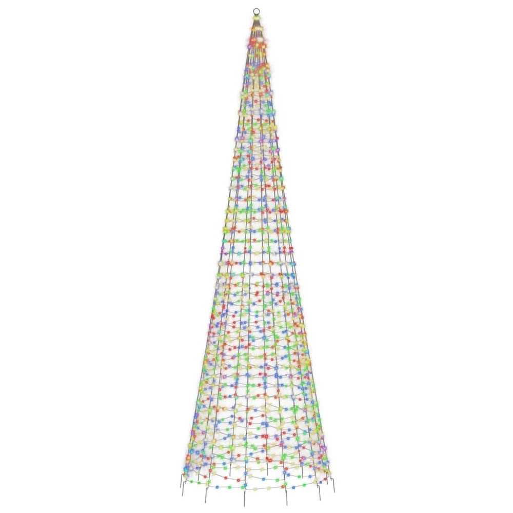 Arbre de noël lumineux sur mât de drapeau 1534 led coloré 500cm