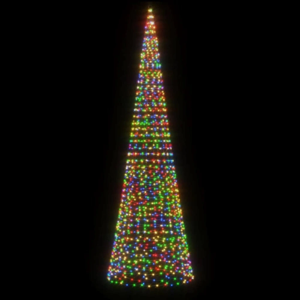 Arbre de noël lumineux sur mât de drapeau 1534 led coloré 500cm