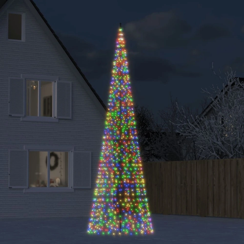 Arbre de noël lumineux sur mât de drapeau 1534 led coloré 500cm