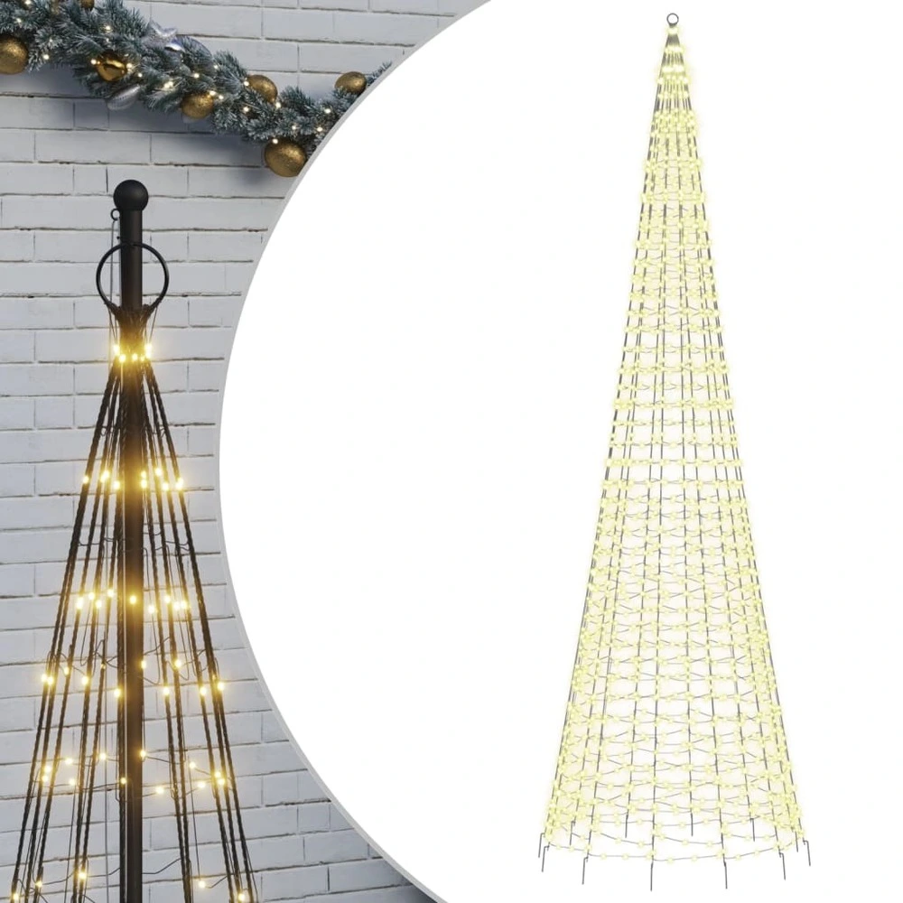 Arbre de noël lumineux sur mât de drapeau 1534 led blanc 500 cm
