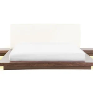 Bed met LED kunstleren hoofdbord hout bruin 160 x 200 cm ZEN