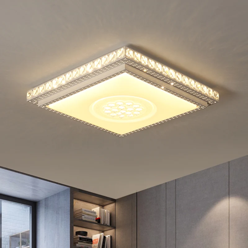 Bloc de cristal rond/carré encastré, plafonnier LED blanc Accessible, luminaire pour chambre à coucher