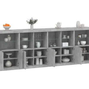 Buffet avec lumières LED gris béton 283x37x100 cm