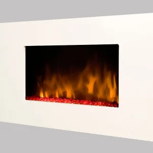 Cheminée électrique Murale Blanc pur Loft 90 cm Effet Flammes LED Chemin'Arte