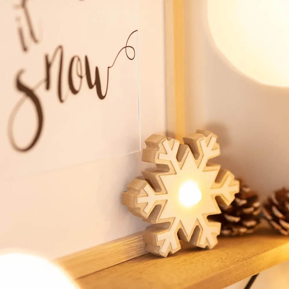 Éclairage LED alimenté par piles en forme de flocon de neige pour ambiance cosy