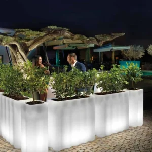 Colonne Haute Nebula H 78 Cm Base Inox Led Lumineuse avec base en bois
