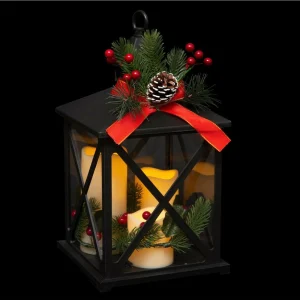 Déco lanterne lumineuse avec 3 bougies led effet flamme vacillante pour fêtes et événements