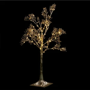 Déco de noël arbre lumineux bouquet doré 114 led blanc torride h 90 cm