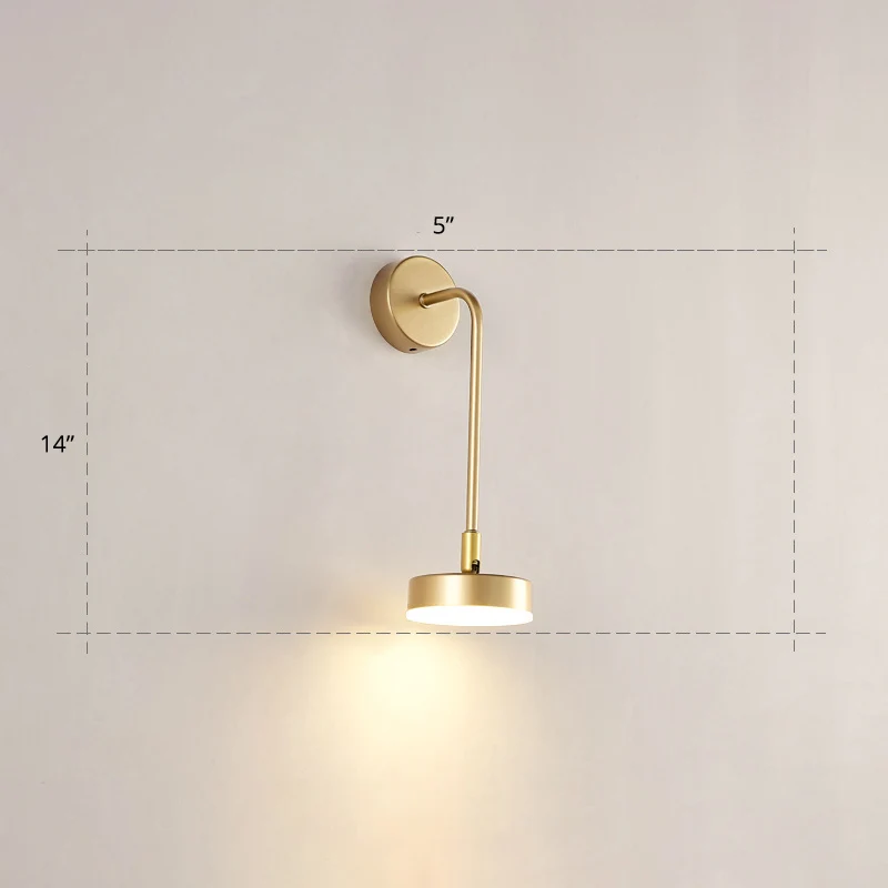 Guirlande lumineuse Applique LED ronde en métal, éclairage mural doré de Style Aisé pour chambre à coucher