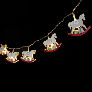 Guirlande lumineuse déco cheval en bois 10 led blanc bouillant l 165 cm
