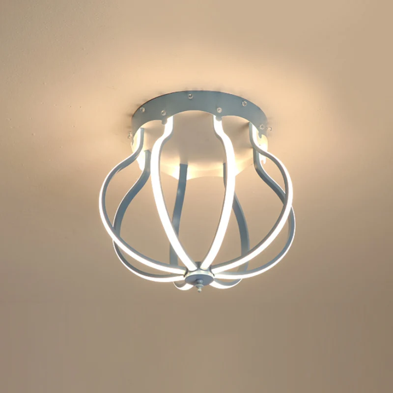 Guirlande lumineuse Gelb/blauer Birnenkäfig, halbbündig, Macaron-Stil, Aluminium, halbbündig montierte LED-Deckenleuchte f...